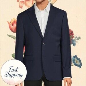 $450 TOMMY HILFIGER Mens Navy Blazer SIZE S (38) WOOL Sport Coat 2-Button Jacket